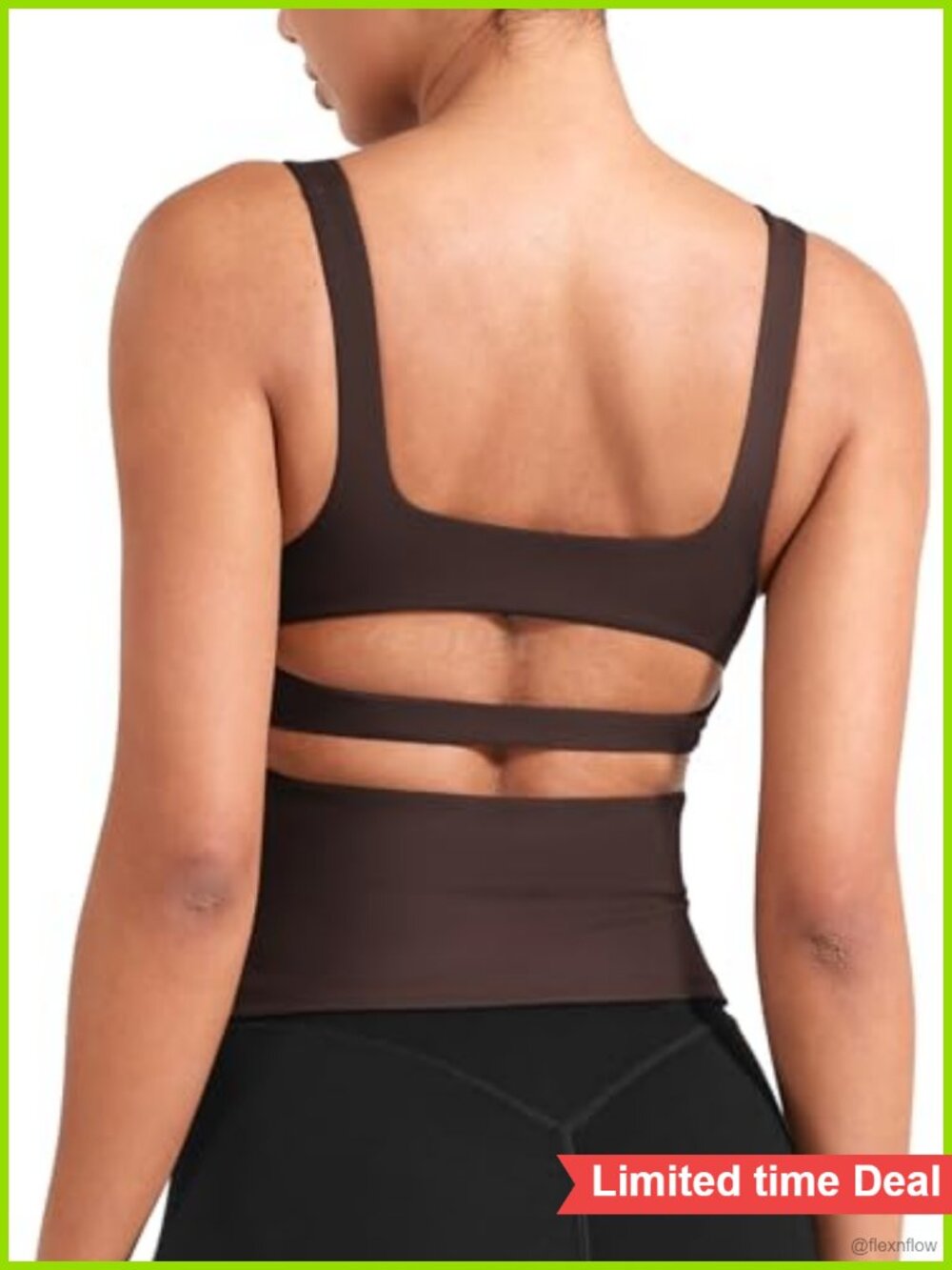 Open Back Built in Bra Workout Tank Top Nylon Spandex Gym Yoga